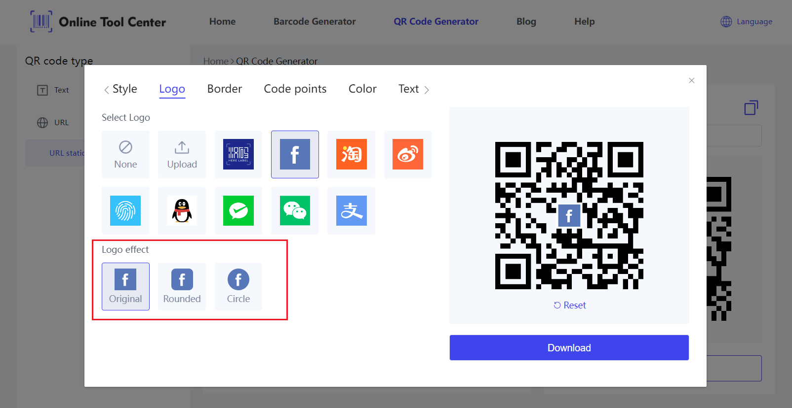 Facebook QR kód generátor s logos.png