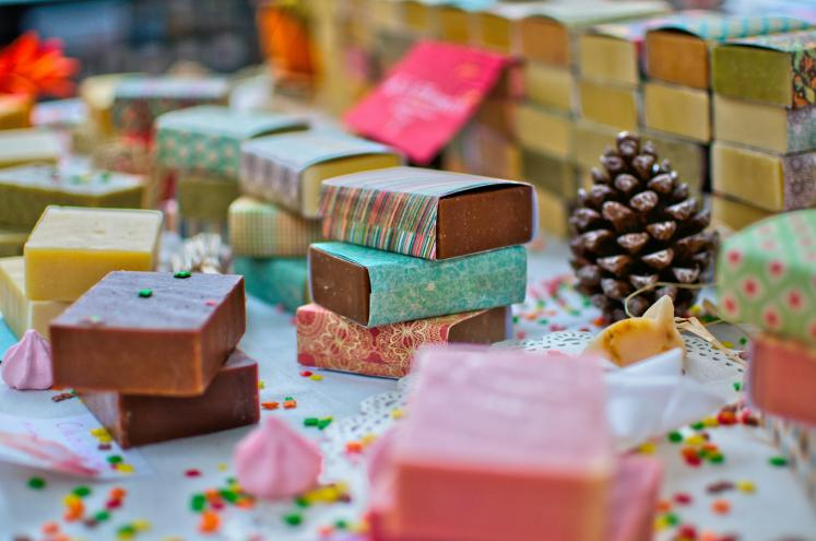 Colneboful handmade soap bars stacked