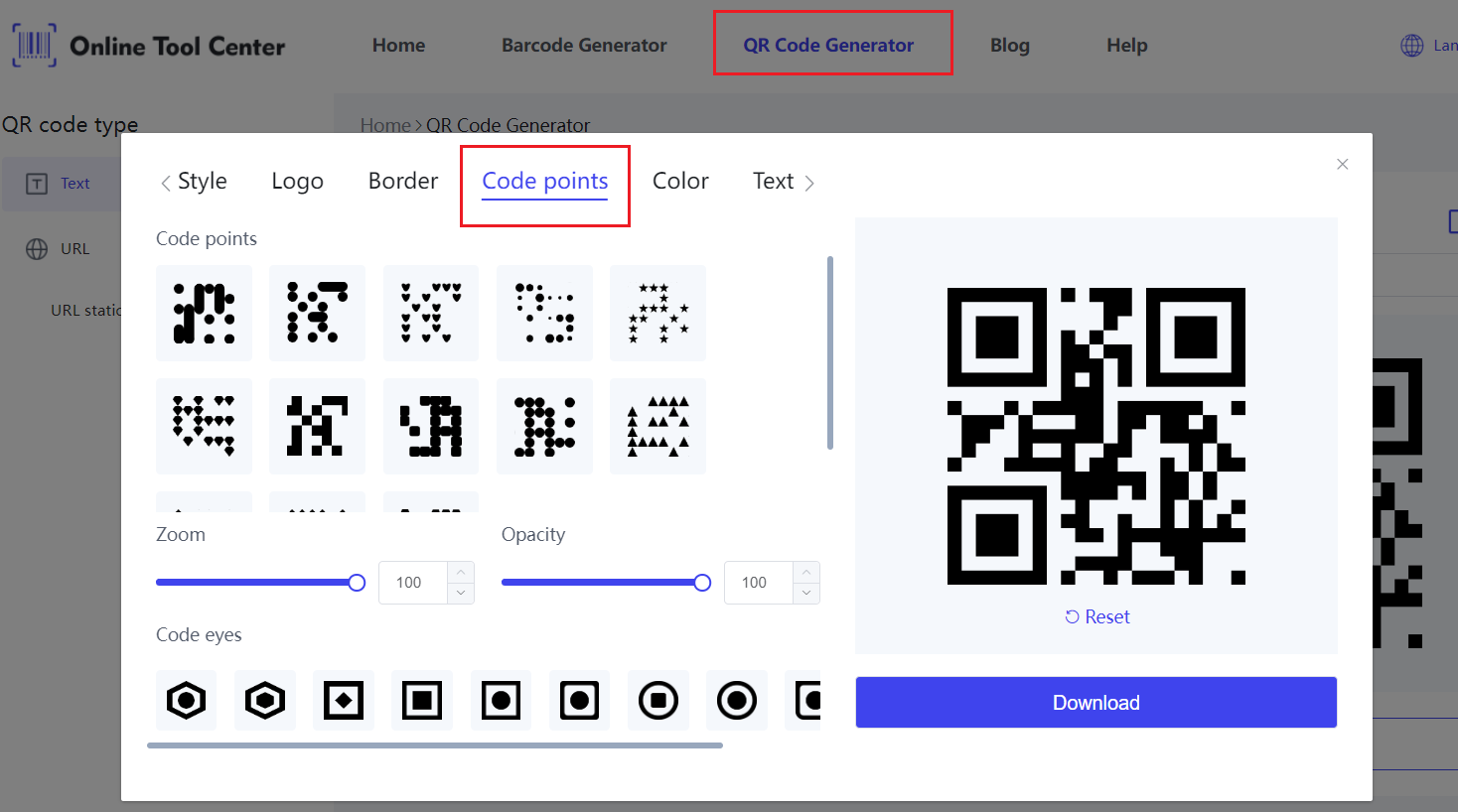 vytvořit QR kódy s Dots.png