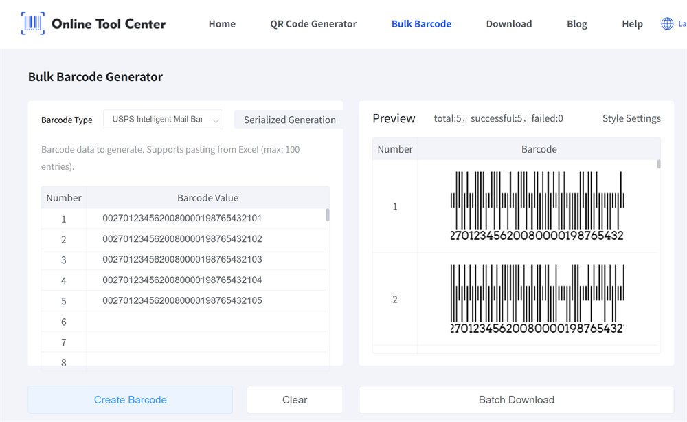 bulk impb barcode generator hromadný impb čárový kód generátor