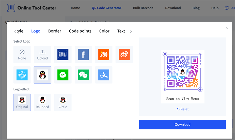 ERATE menu QR k&oacute;d