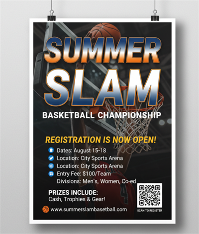 Registrace basketbalov&eacute;ho turnaje s QR k&oacute;dem