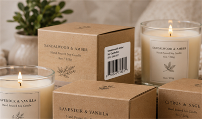 handmade candle with barcode ručně vyrobená svíčka s čárovým kódem