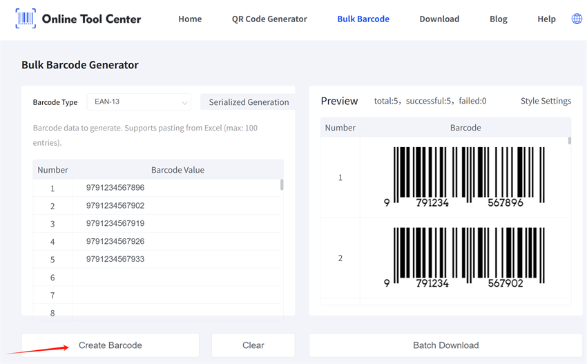 bulk generating EAN barcodes hromadné generování čárových kódů EAN