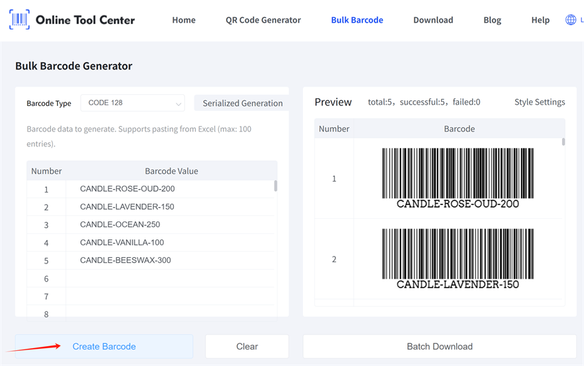 bulk generate soap product barcodes hromadně generovat čárové kódy mýdlových produktů