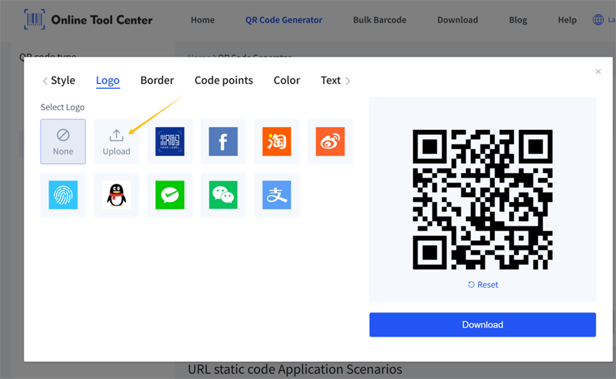 nahr&aacute;t logo do gener&aacute;toru QR k&oacute;du