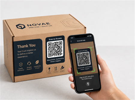 scan qr code on packing box skenovat QR kód na obalové krabici