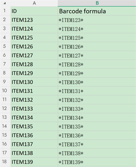 ID aktiva excel