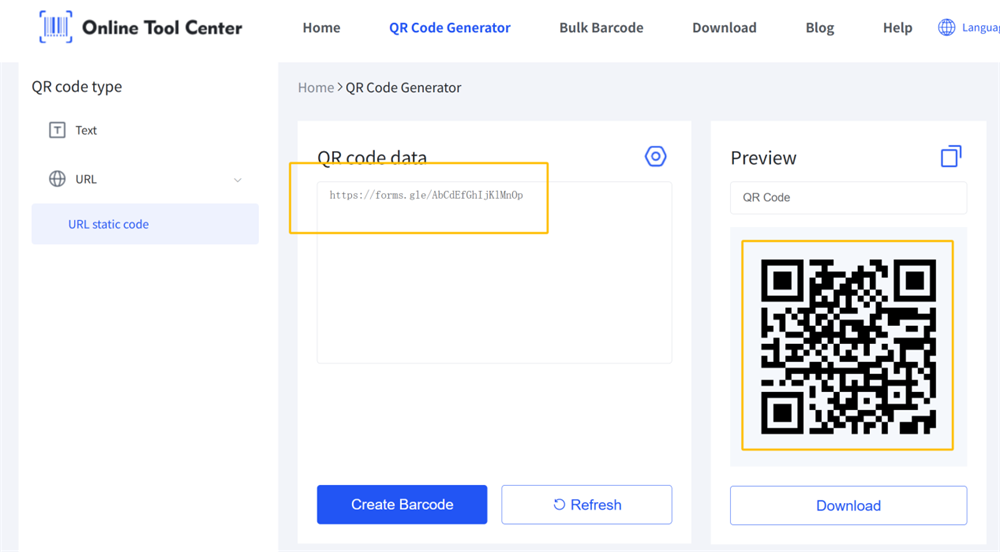 vytvořit QR k&oacute;d pro registračn&iacute; formul&aacute;ř